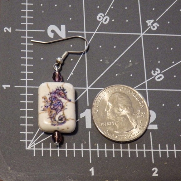 Purple Seahorse Earrings 3045 - Picture 3 of 3